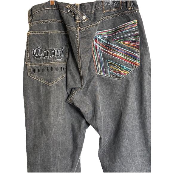 Coogi Men Jean Black Sz 42/35 Embroidered Grunge Goth Skater Punkcore Gothrock - Picture 2 of 8